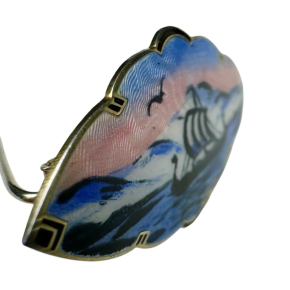 Hallmarked Sterling Silver Meldahl Enamel Brooch - Picture 10 of 16